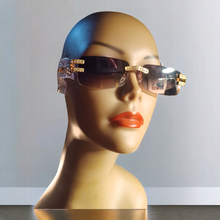 Load image into Gallery viewer, Vintage Style Rimless Rhinestone & Wood Sunglasses Kargo Fresh