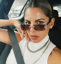 Load image into Gallery viewer, Vintage Style Rimless Rhinestone & Wood Sunglasses Kargo Fresh