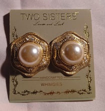 Load image into Gallery viewer, Vintage Two Sisters Chunky Faux Pearl Studs clip on 1980s Kargo Fresh