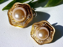 Load image into Gallery viewer, Vintage Two Sisters Chunky Faux Pearl Studs clip on 1980s Kargo Fresh