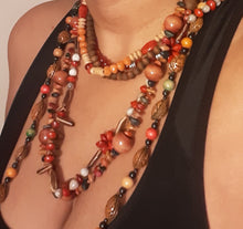 Load image into Gallery viewer, Vintage Wooden Bead Handmade Bohemian Necklace Set of 4 Kargo Fresh
