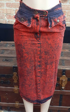 Load image into Gallery viewer, Vintage and rare Designer Norman Mayer Acid Wash Denim Skirt Set Small 1980s Kargo Fresh