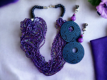 Load image into Gallery viewer, Vintage bamboo bead necklace and custom clip on earrings set Kargo Fresh