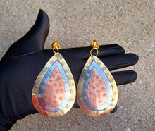 Load image into Gallery viewer, Vintage brass steel and copper clip on earrings Kargo Fresh
