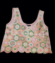 Load image into Gallery viewer, Vintage crochet crop top and vintage suede mini skirt Kargo Fresh