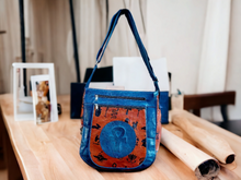 Load image into Gallery viewer, Vintage handmade  Extra large leather Egyptian themed messenger bag Kargo Fresh