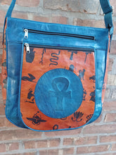 Load image into Gallery viewer, Vintage handmade  Extra large leather Egyptian themed messenger bag Kargo Fresh
