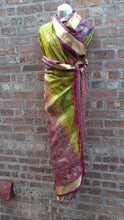Load image into Gallery viewer, Vintage handmade Indian Silk Sari Gold Embroidered and glass beads Kargo Fresh