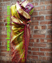 Load image into Gallery viewer, Vintage handmade Indian Silk Sari Gold Embroidered and glass beads Kargo Fresh