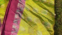 Load image into Gallery viewer, Vintage handmade Indian Silk Sari Gold Embroidered and glass beads Kargo Fresh