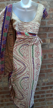 Load image into Gallery viewer, Vintage handmade Indian Silk Sari Gold Trim Kargo Fresh