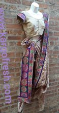 Load image into Gallery viewer, Vintage handmade Indian Silk Sari Gold Trim Kargo Fresh