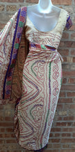 Load image into Gallery viewer, Vintage handmade Indian Silk Sari Gold Trim Kargo Fresh