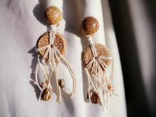 Load image into Gallery viewer, Vintage wood and shell boho clip on earrings Kargo Fresh