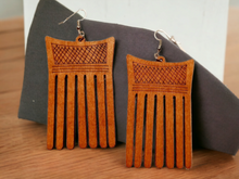 Load image into Gallery viewer, Wooden Afro Centric Afro Pick Earrings Kargo Fresh