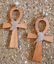 Load image into Gallery viewer, Wooden Ankh & Africa Earrings Kargo Fresh