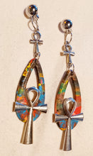 Load image into Gallery viewer, Wooden Handpainted Ankh Clip On Earrings Kargo Fresh