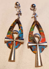 Load image into Gallery viewer, Wooden Handpainted Ankh Clip On Earrings Kargo Fresh