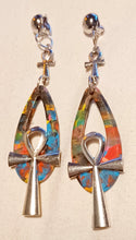 Load image into Gallery viewer, Wooden Handpainted Ankh Clip On Earrings Kargo Fresh