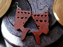 Load image into Gallery viewer, Wooden Queen Nefertiti Earrings Kargo Fresh