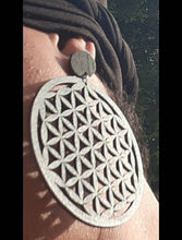 Load image into Gallery viewer, Large 7 Chakra Flower Flower of Life Yoga clip on earrings