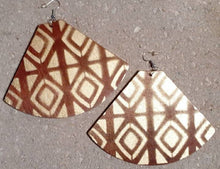 Load image into Gallery viewer, Extra Large Handpainted Mudcloth Design Wooden Earrings