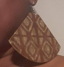 Load image into Gallery viewer, Extra Large Handpainted Mudcloth Design Wooden Earrings