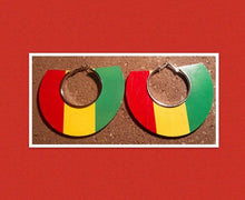 Load image into Gallery viewer, Large afrocentric Ethiopian Colors Wooden Hoop Earrings