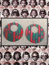 Load image into Gallery viewer, Large Wooden Midnight Marauder A Tribe Called Quest inspired Hoop Earrings Handpainted