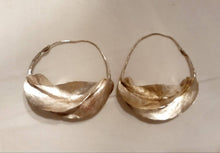 Load image into Gallery viewer, Vintage XL Authentic Fulani Tribal Basket Silver Metal Hoop Earrings