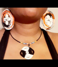 Load image into Gallery viewer, Vintage Maasai Beaded Necklace Earring Set, Cowrie Shell Jewelry