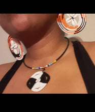 Load image into Gallery viewer, Vintage Maasai Beaded Necklace Earring Set, Cowrie Shell Jewelry