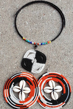 Load image into Gallery viewer, Vintage Maasai Beaded Necklace Earring Set, Cowrie Shell Jewelry