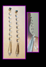 Load image into Gallery viewer, Handmade Antique Chandelier element Dangle Earrings 8 inch clip on