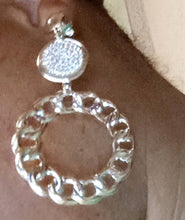 Load image into Gallery viewer, Gold Metal and rhinestone Hoop Clip On Earrings