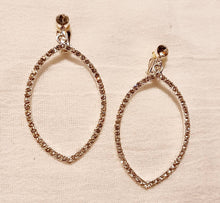 Load image into Gallery viewer, Handmade Silver Metal and Shiny Rhinestone Hoop Clip On Earrings