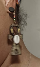 Load image into Gallery viewer, Handmade Wooden Ankh Earrings pierced ears