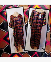 Load image into Gallery viewer, Satin Kaftan with Tags: Afrocentric Mudcloth Print, Up to 2XL