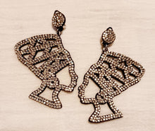 Load image into Gallery viewer, Rhinestone and Felt Queen Nefertiti Clip On Earrings