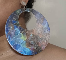 Load image into Gallery viewer, Extra Large Abstract Handpainted Wooden Hoop Earrings (pierced ears)