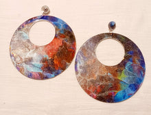 Load image into Gallery viewer, Extra Large Abstract Handpainted Wooden Hoop Earrings (pierced ears)