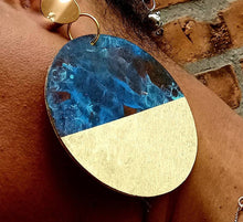 Load image into Gallery viewer, Extra Large Abstract Handpainted Wooden Hoop Earrings Clip on