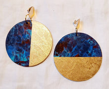Load image into Gallery viewer, Extra Large Abstract Handpainted Wooden Hoop Earrings Clip on