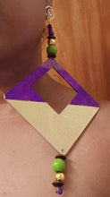 Load image into Gallery viewer, Handmade handpainted Natural Wood Extra Large Giant Hoop Earrings 8 inch purple
