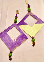 Load image into Gallery viewer, Handmade handpainted Natural Wood Extra Large Giant Hoop Earrings 8 inch purple