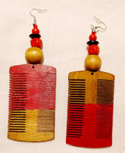 Load image into Gallery viewer, Handpainted Abstract Afro Comb Wooden Earrings