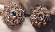 Load image into Gallery viewer, Blingy Runway Chunky silver Metal Rhinestone Cluster Clip On Earrings
