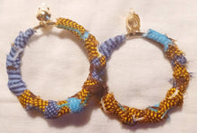 Load image into Gallery viewer, Handmade Clip On Extra Large Kente Bamboo Hoop Earrings Gold