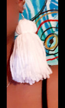 Load image into Gallery viewer, Extra Large Handmade Yarn Tassel Earrings white