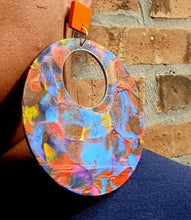 Load image into Gallery viewer, Large Abstract Handpainted Design Wooden Earrings pierced ears 5 inch
